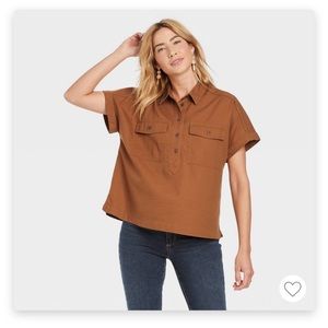 NWT Universal Thread Dolman Short Sleeve Utility Button-Down Shirt